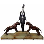 Art Deco FigureWunderschöne Art Deco Figur nach Chiparus «Mädchen mit 2 Raubkatzen» auf