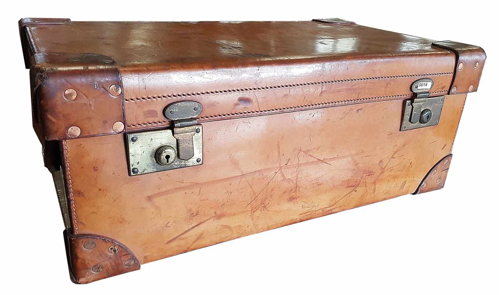 Suitcase, marked J. D. Ridley-ThompsonLeder Koffer, bezeichnet «J. D. Ridley-Thompson». 67cm