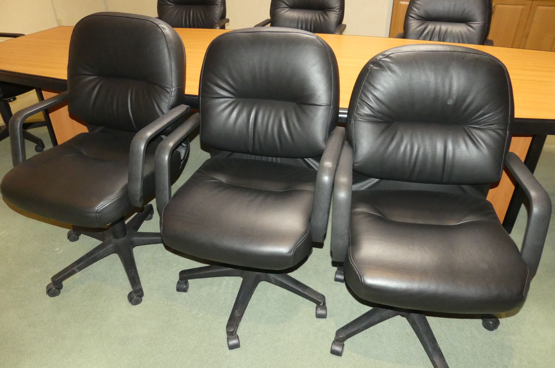 BOARD ROOM TABLE, 8-CHAIRS, DESK, HAT RACK - Image 2 of 4