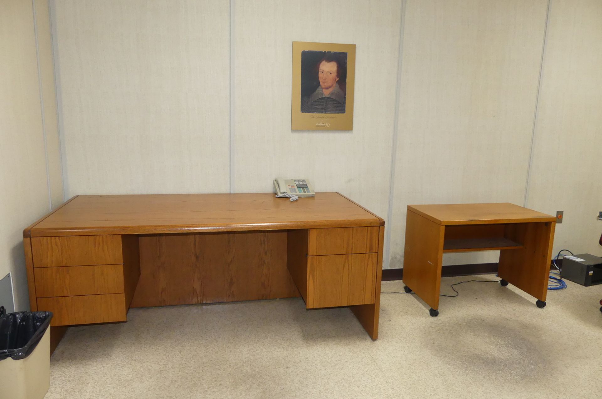 3-DESKS, 4-CHAIRS, TABLE, 2-CABINETS - Image 6 of 6