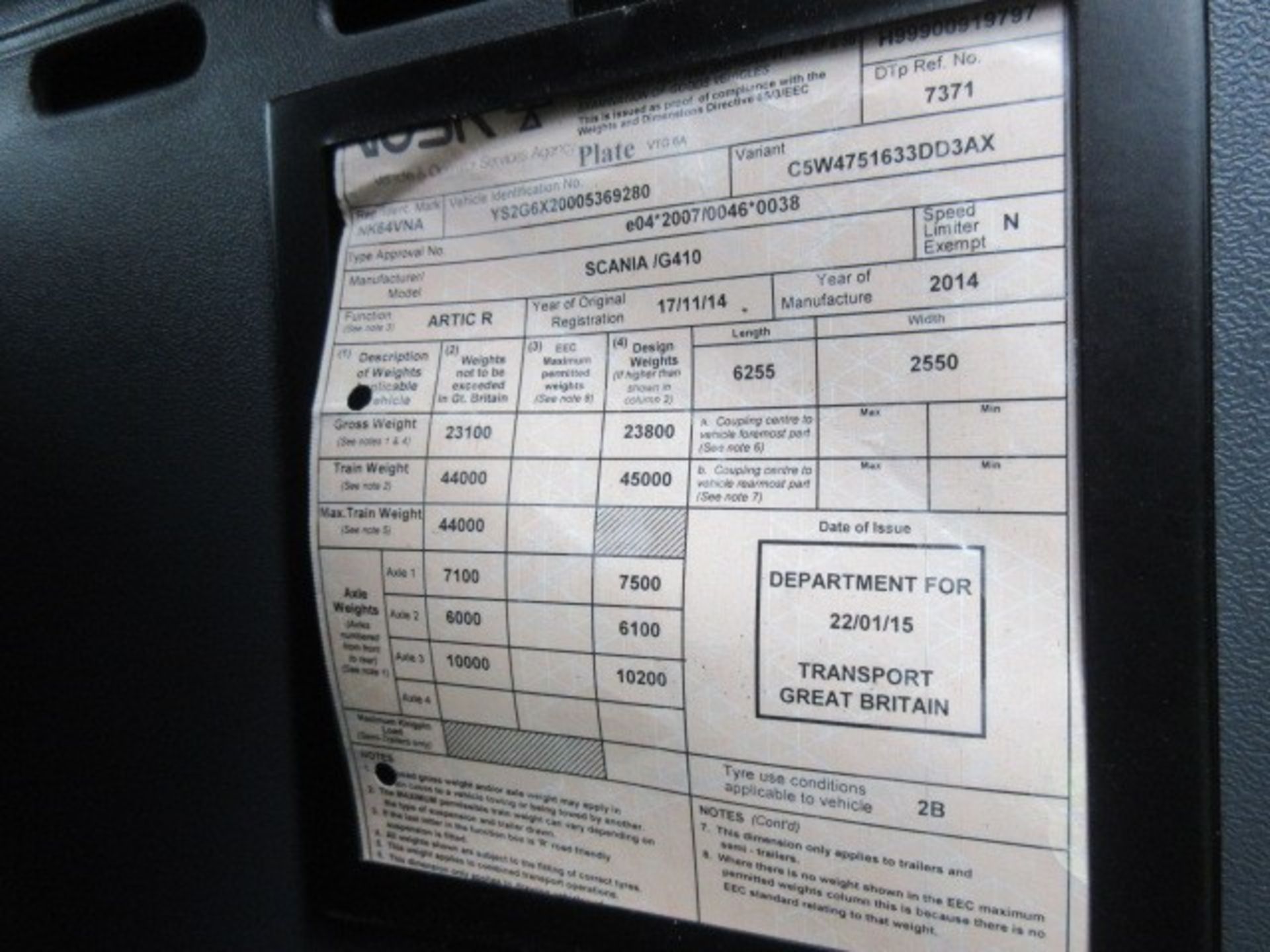 Scania G410 LA6X2/2MNA Tractor unit (2014, '64') - NK64 VNA - Image 10 of 10