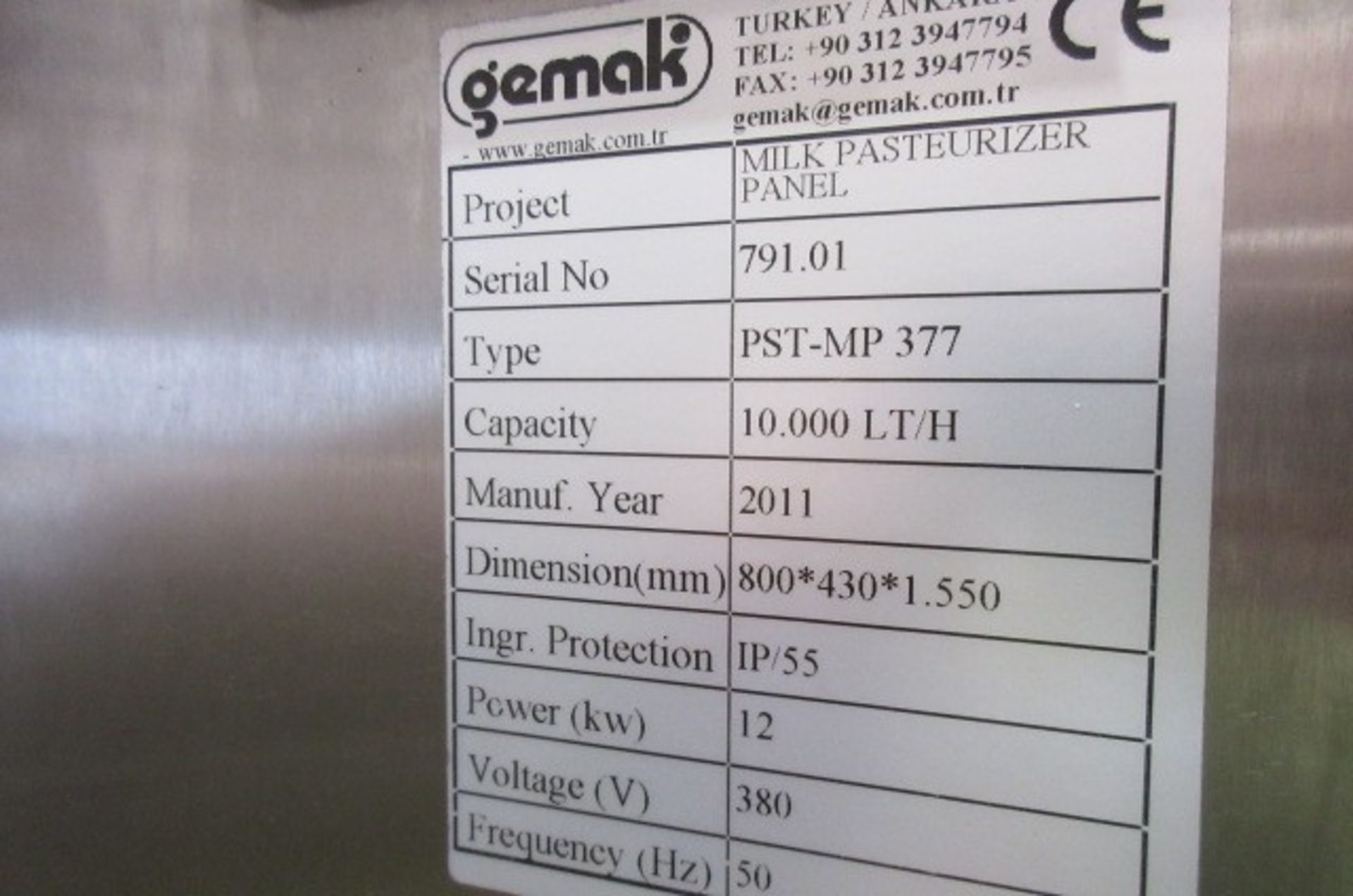 Gemak 10,000 litres / hour milk pasteuriser (2011) - Image 11 of 12