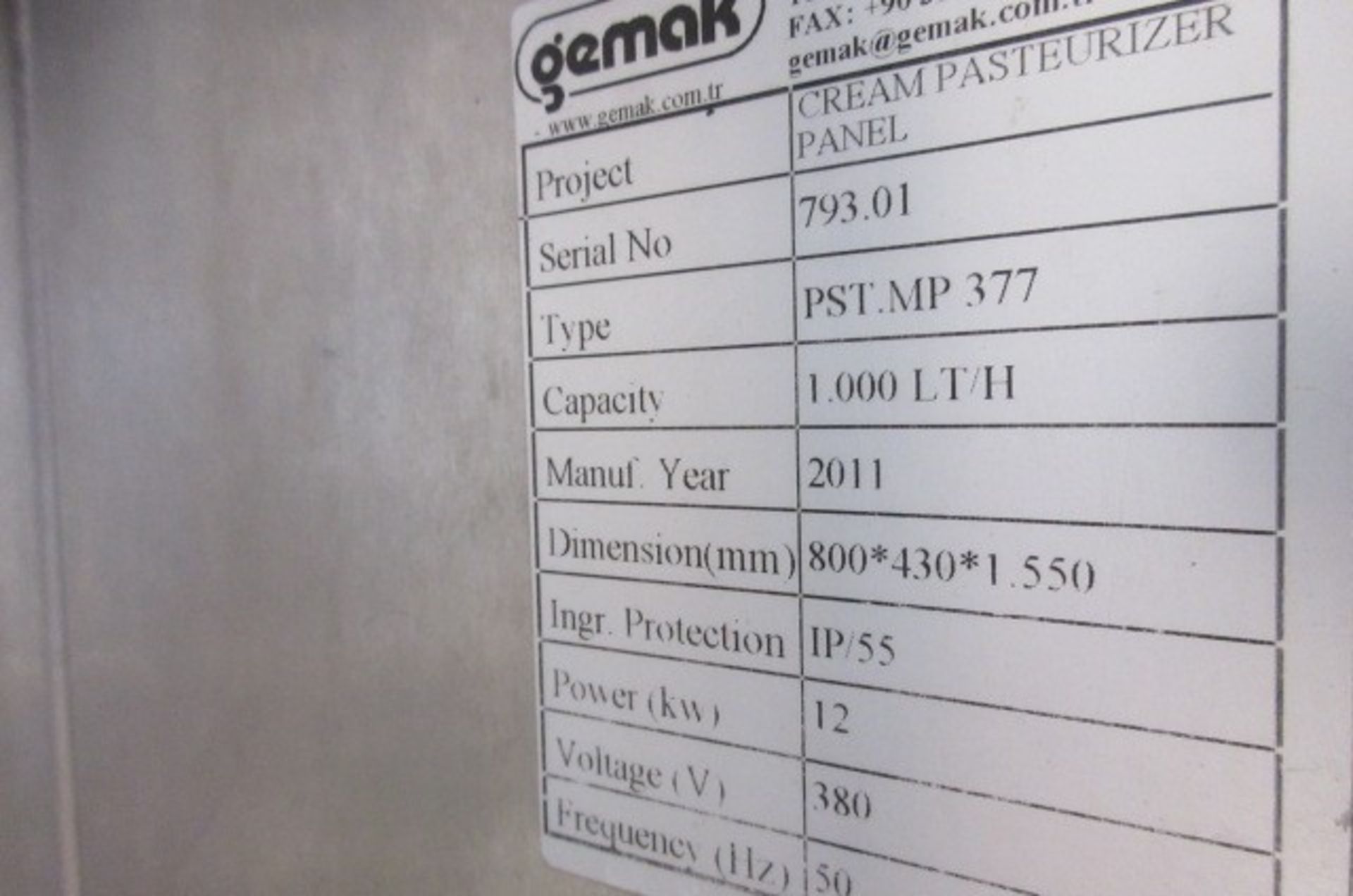 Gemak 1,000 litres / hour cream pasteuriser (2011) - Image 8 of 9