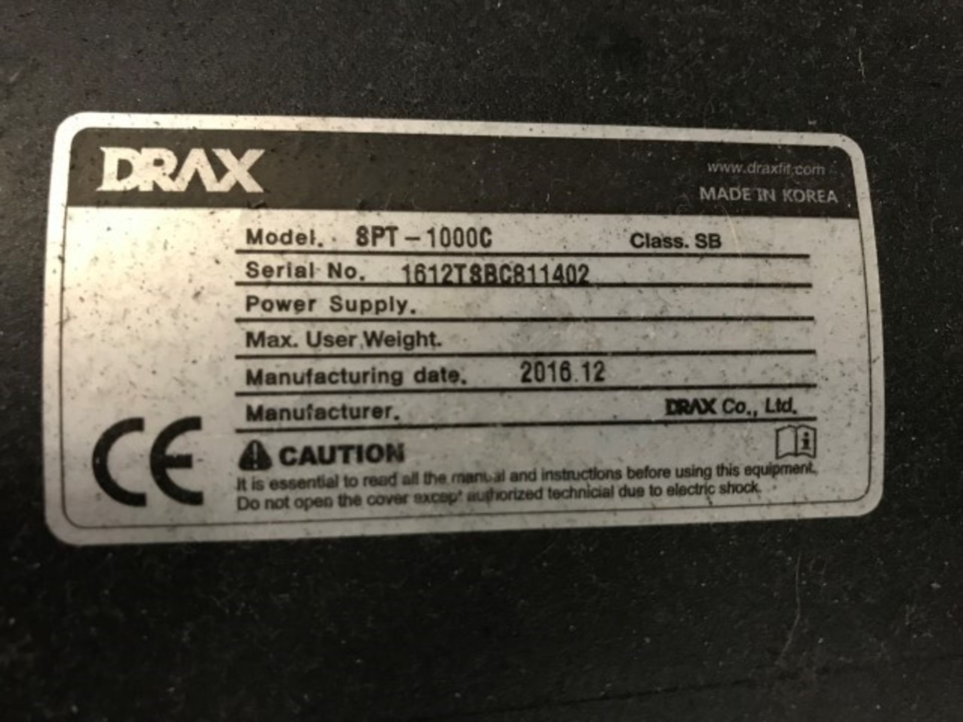 Speedfit DRAX 8PT-1000C curved treadmill (2016) - Image 3 of 3