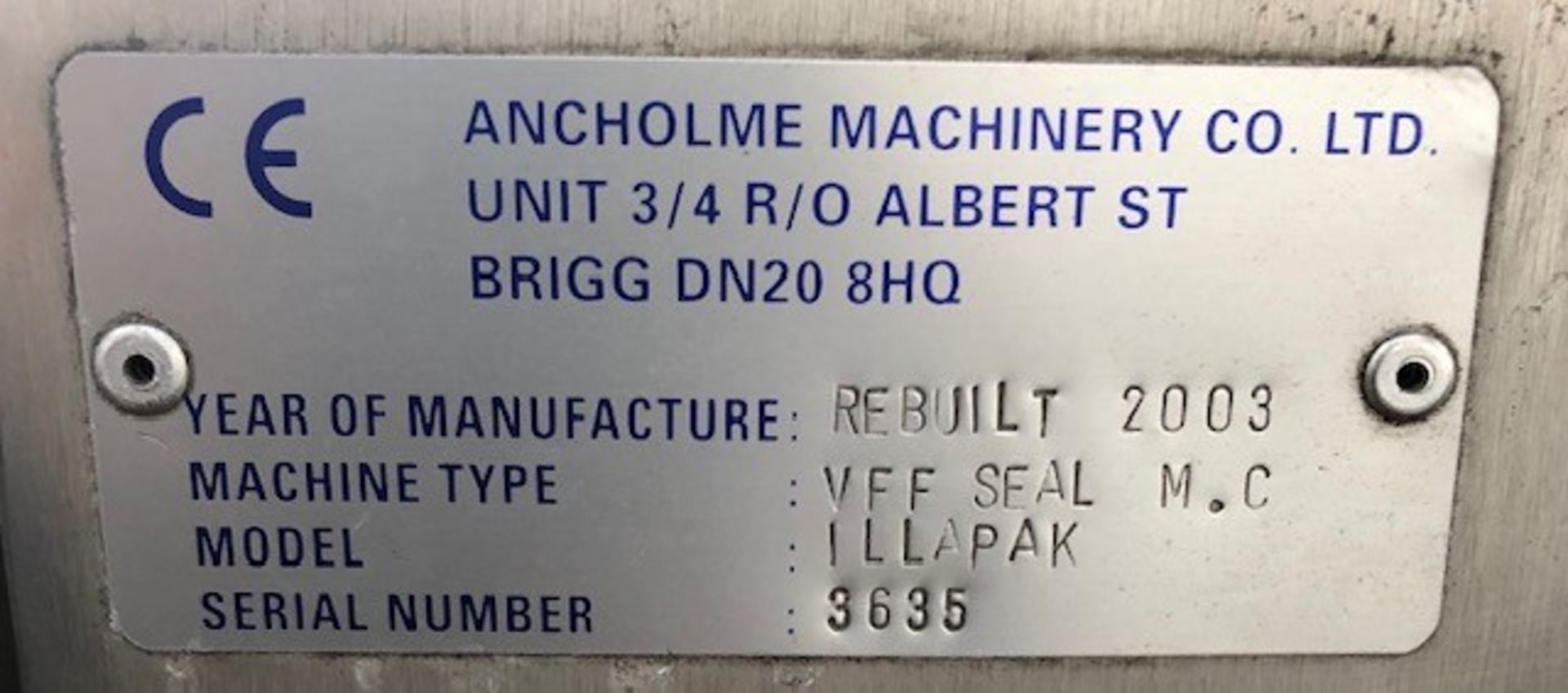 Ancholme Machinery VFFS Seal vertical form, fill and seal machine - Image 7 of 8