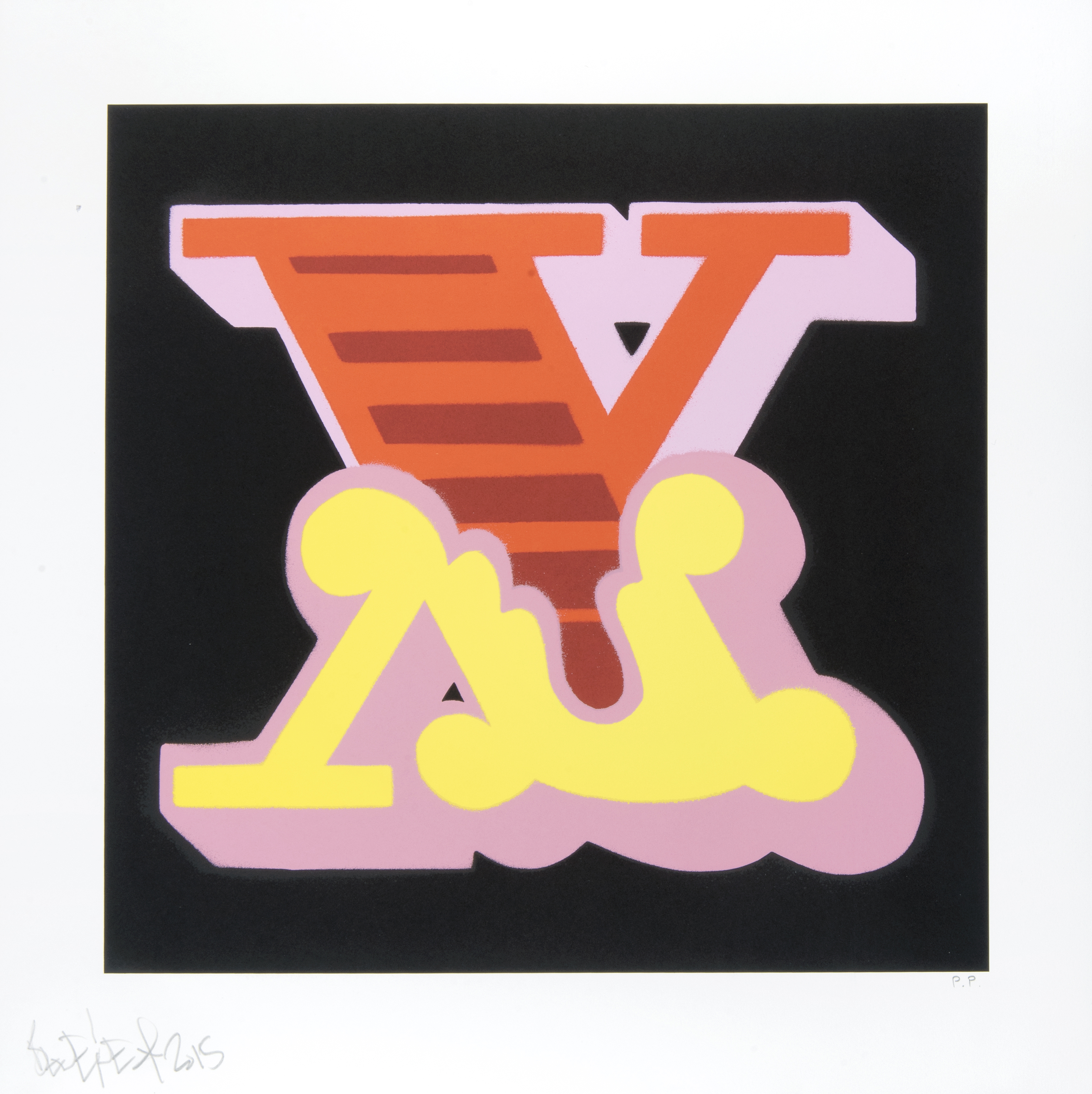 Ben Eine (British b.1970), ‘X (Yellow, Pink & Purple)’, 2015 - Image 3 of 3