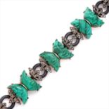 A 1930s malachite, onyx and diamond bracelet.