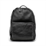 Valentino Garavani - a black leather Rock Stud backpack.