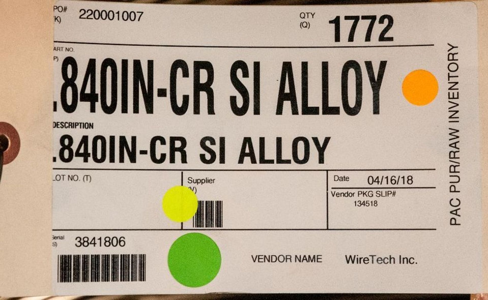 (2) Hats with coils CR SI Alloy .840 Diam. Steel, 3476 lbs. Total. According to tags, Inspect, See P - Image 3 of 3