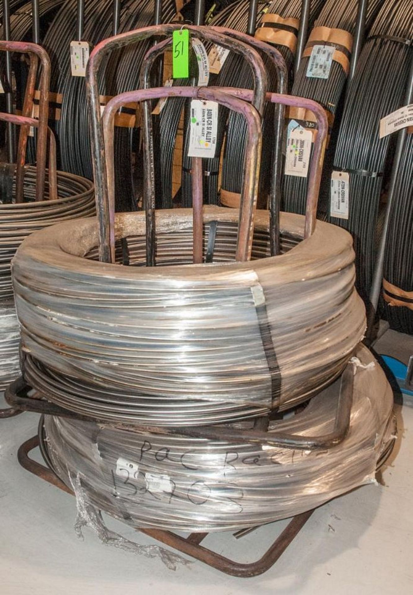 (2) Hats with coils CR SI Alloy .840 Diam. Steel, 3476 lbs. Total. According to tags, Inspect, See P