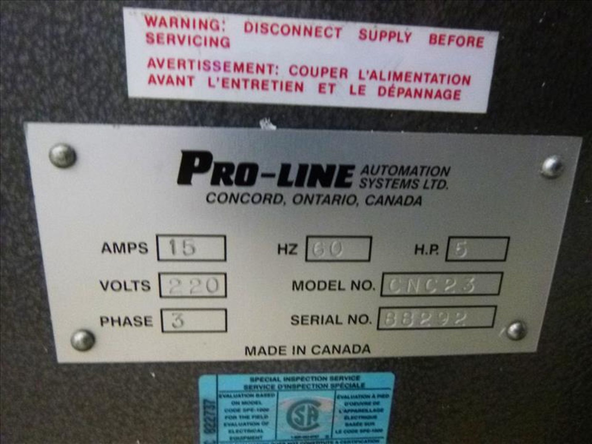 Pro-Line Automation Pro-Clean 2-head corner cleaner, mod. CNC-23, ser. no. 88292 c/w E700 control ( - Image 5 of 6