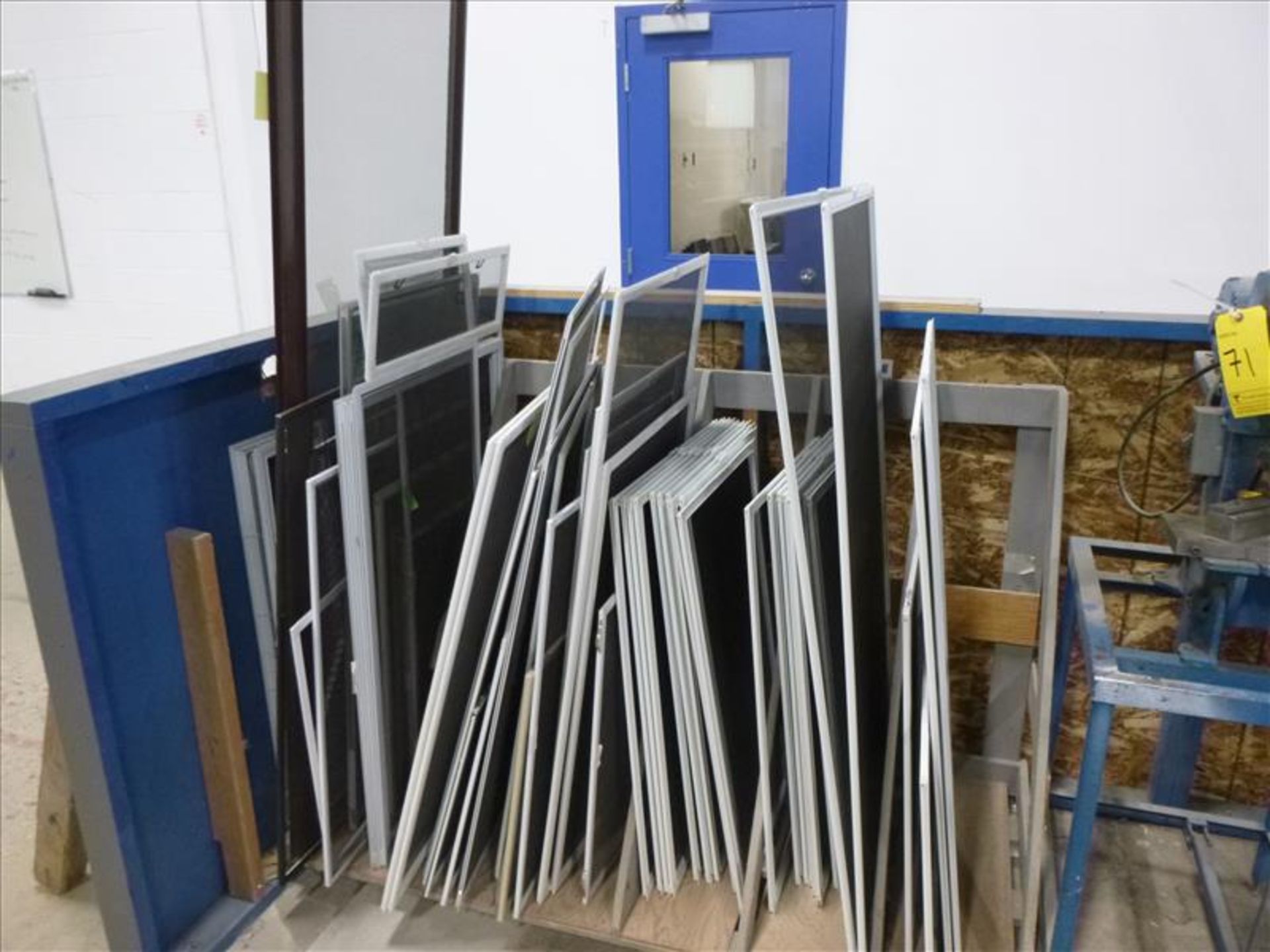 (lot) aluminum stock; new, WIP, finished, scrap c/w (3) upright storage racks [Winner will be - Image 8 of 15