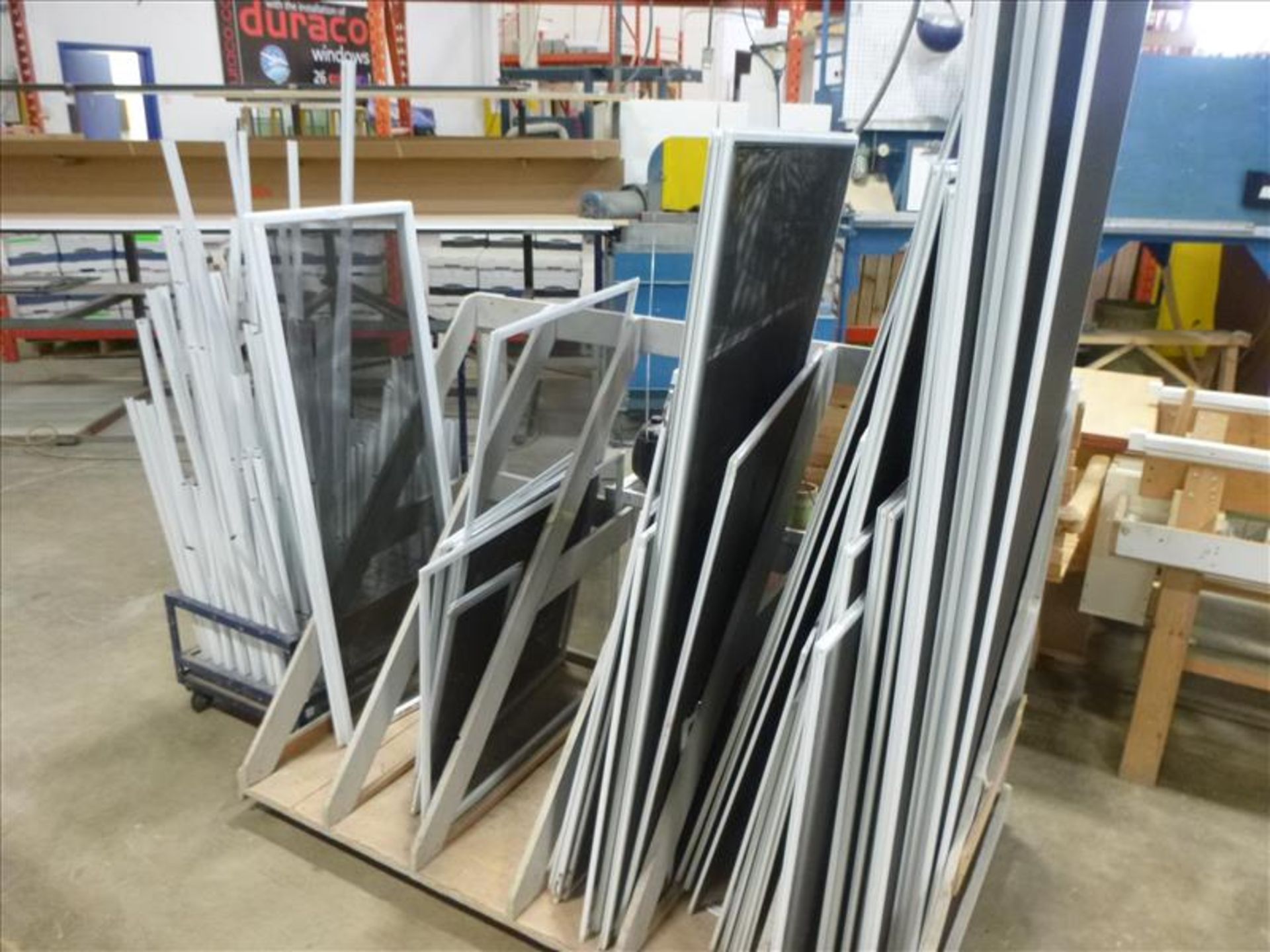 (lot) aluminum stock; new, WIP, finished, scrap c/w (3) upright storage racks [Winner will be - Image 7 of 15