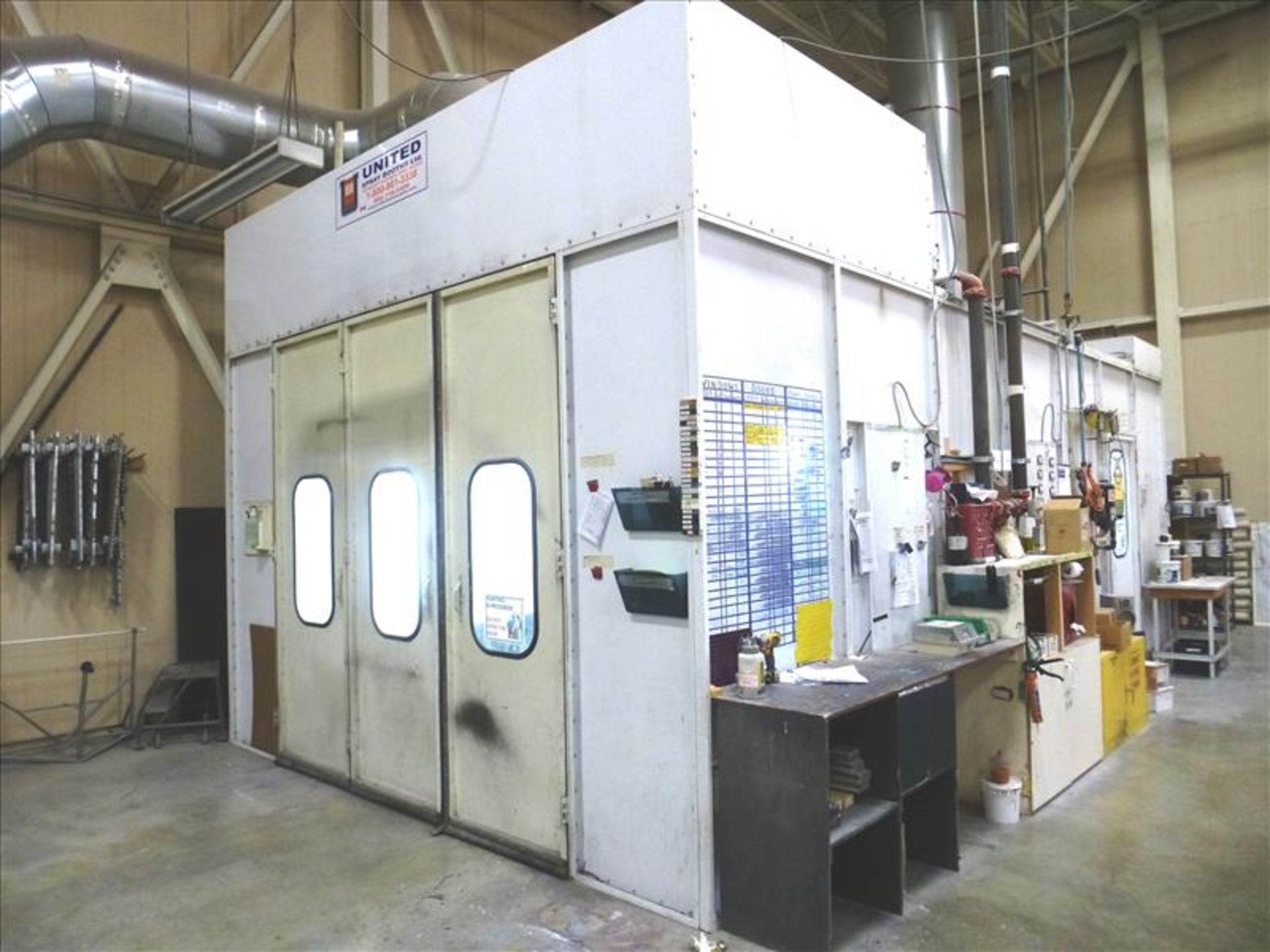 United Spray Booths paint booth approx. 14' wide x 25' long x 12' high, (ca. 2008) c/w accessory - Image 2 of 7