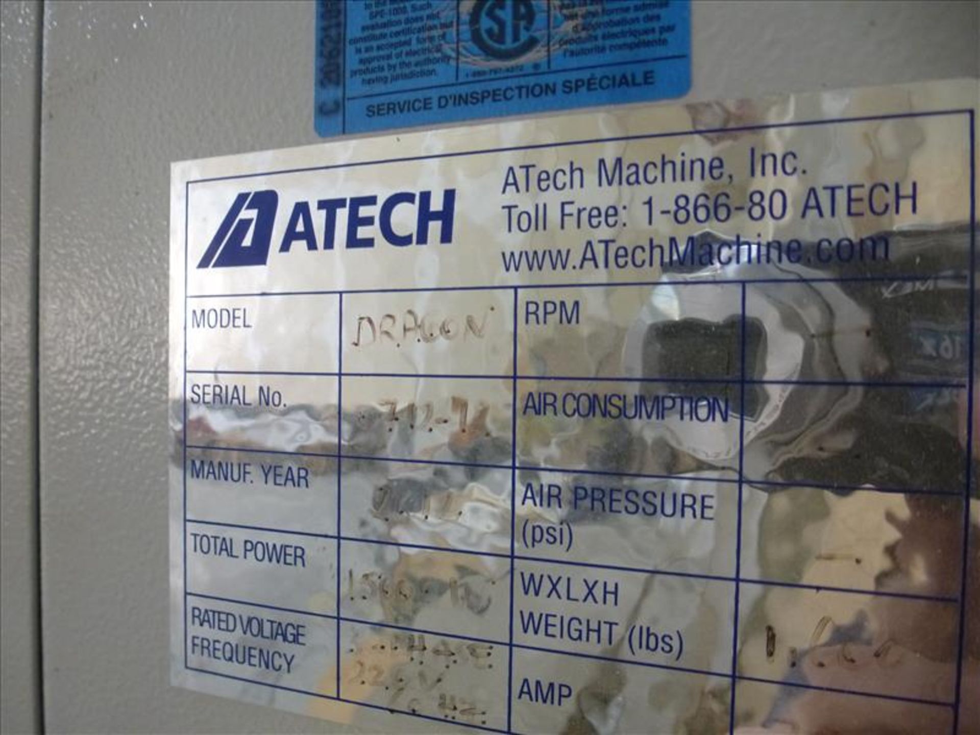 ATech vinyl profile hot air bending machine, mod. Dragon, ser. no. 0712-12 (2012) - Image 5 of 5