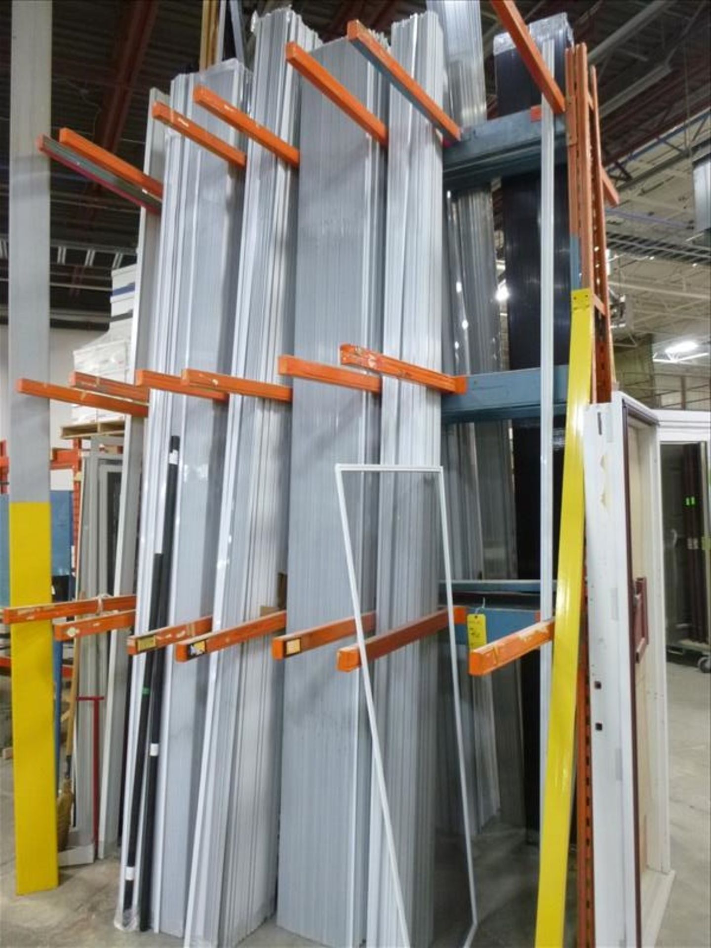 (lot) aluminum stock; new, WIP, finished, scrap c/w (3) upright storage racks [Winner will be - Image 6 of 15