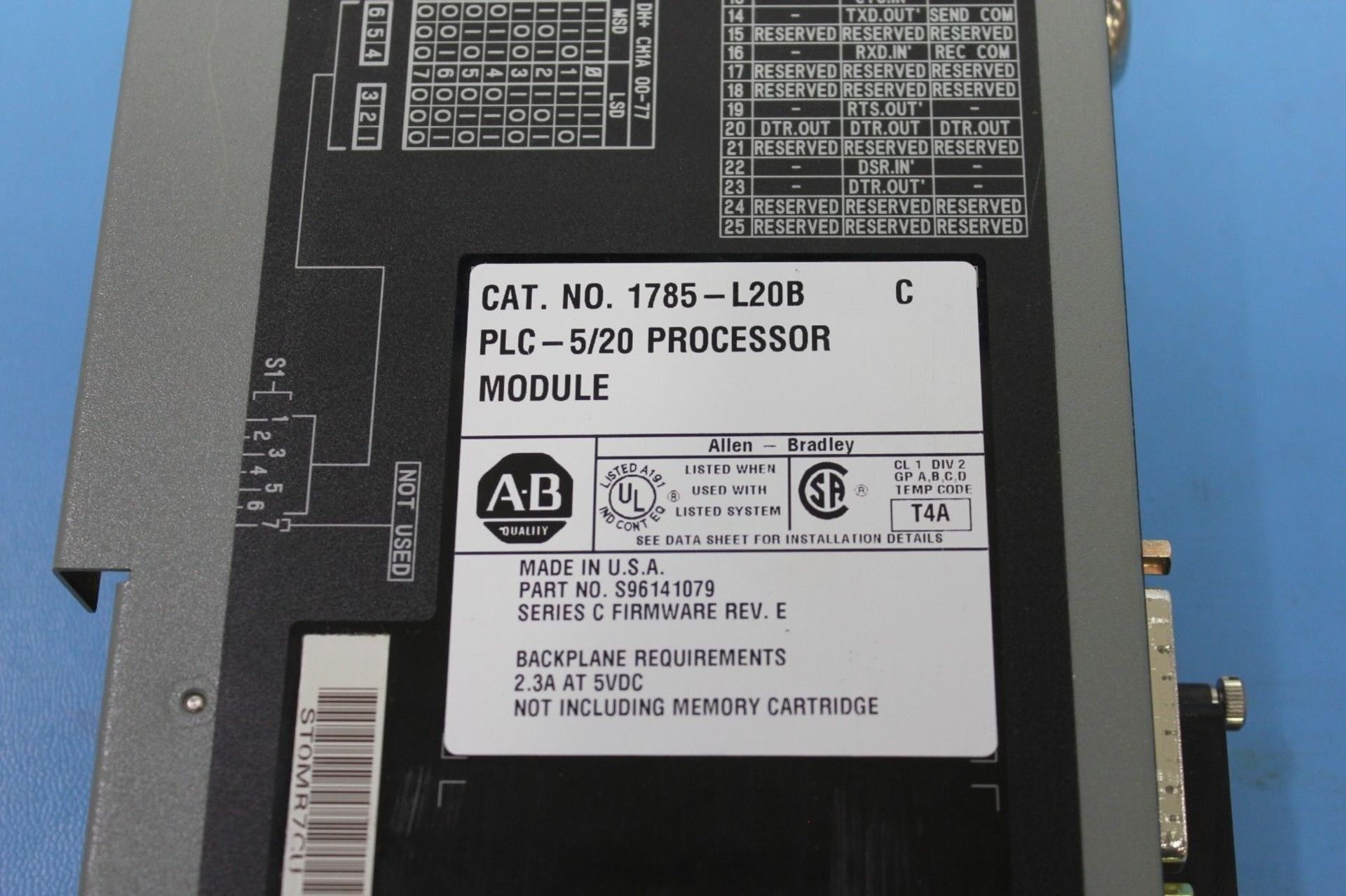 Allen Bradley 1785-L20B C PLC-5/20 CPU Processor - Image 2 of 2