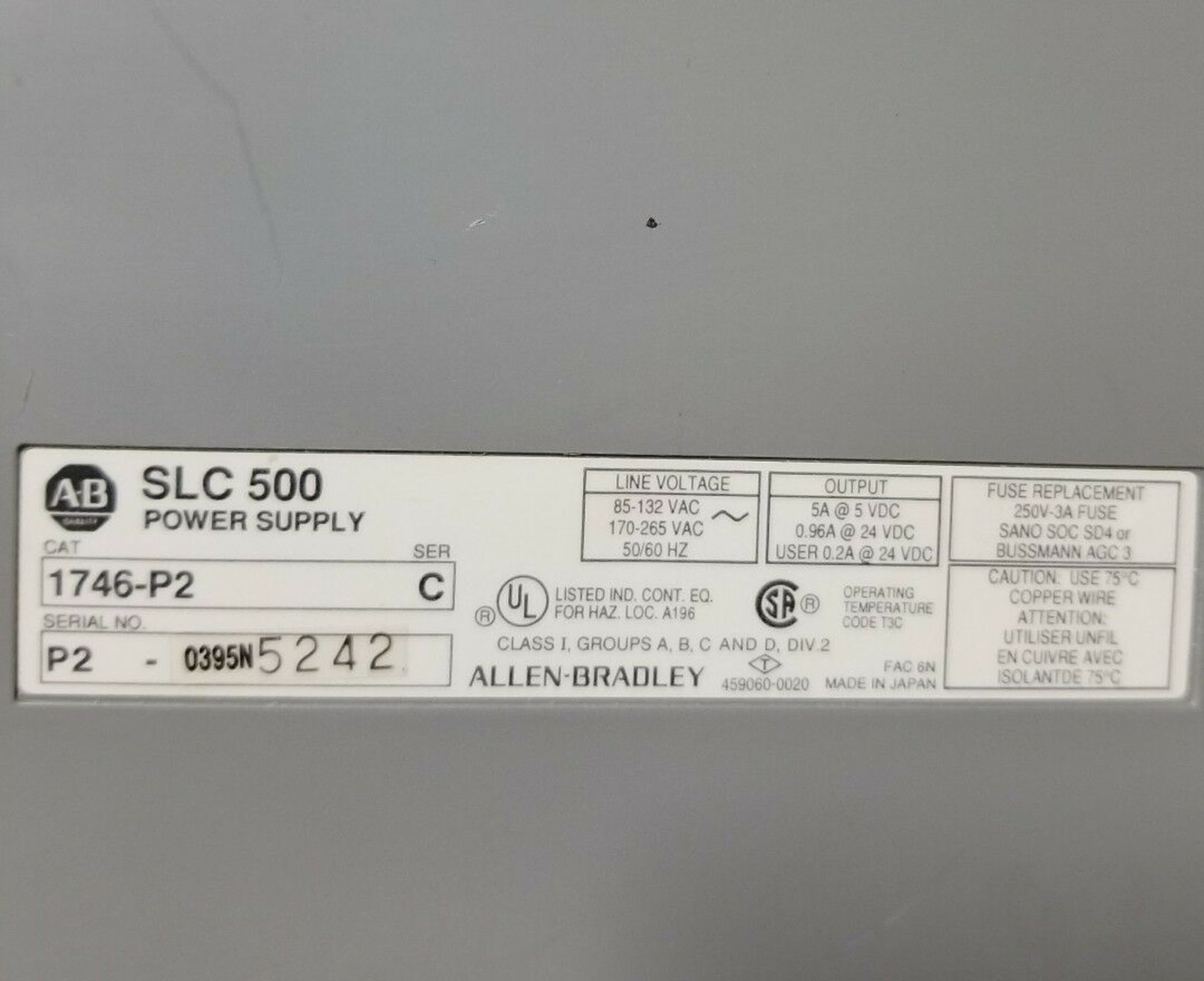 Allen Bradley 1746-P2 C Power Supply PLC Module - Image 3 of 3