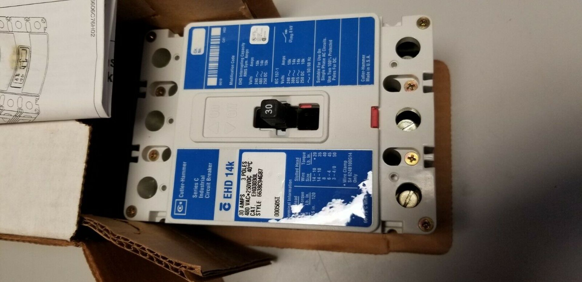 New Cutler Hammer Series C Industrial Circuit Breaker Thermal Magnetic 30A - Image 4 of 4