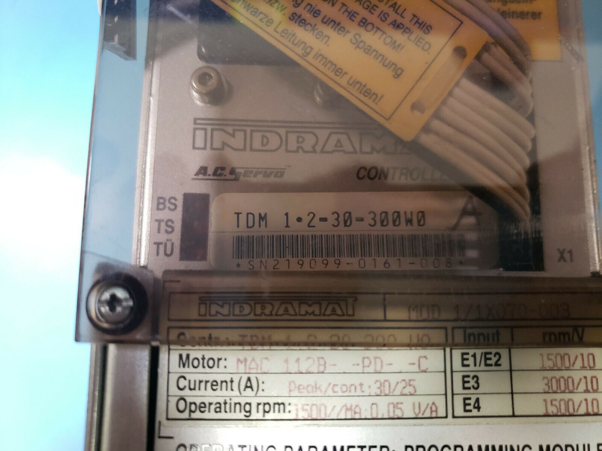 Indramat TDM 1.2-30-300-w0 Ac Servo Drive Controller Module - Image 3 of 3