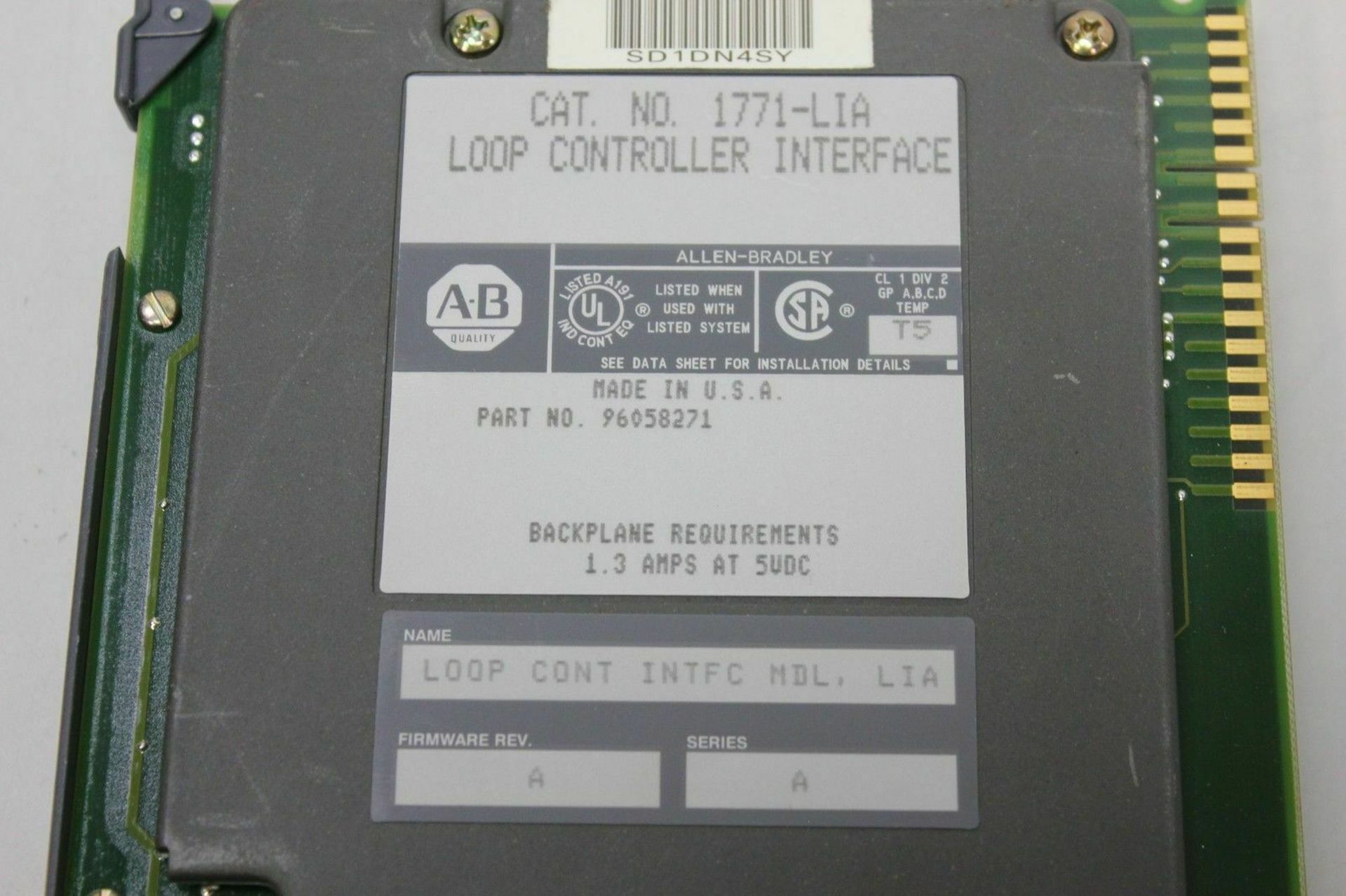 Allen Bradley 1771-LIA A LOOP CONTROLLER INTERFACE PLC CARD - Image 2 of 2