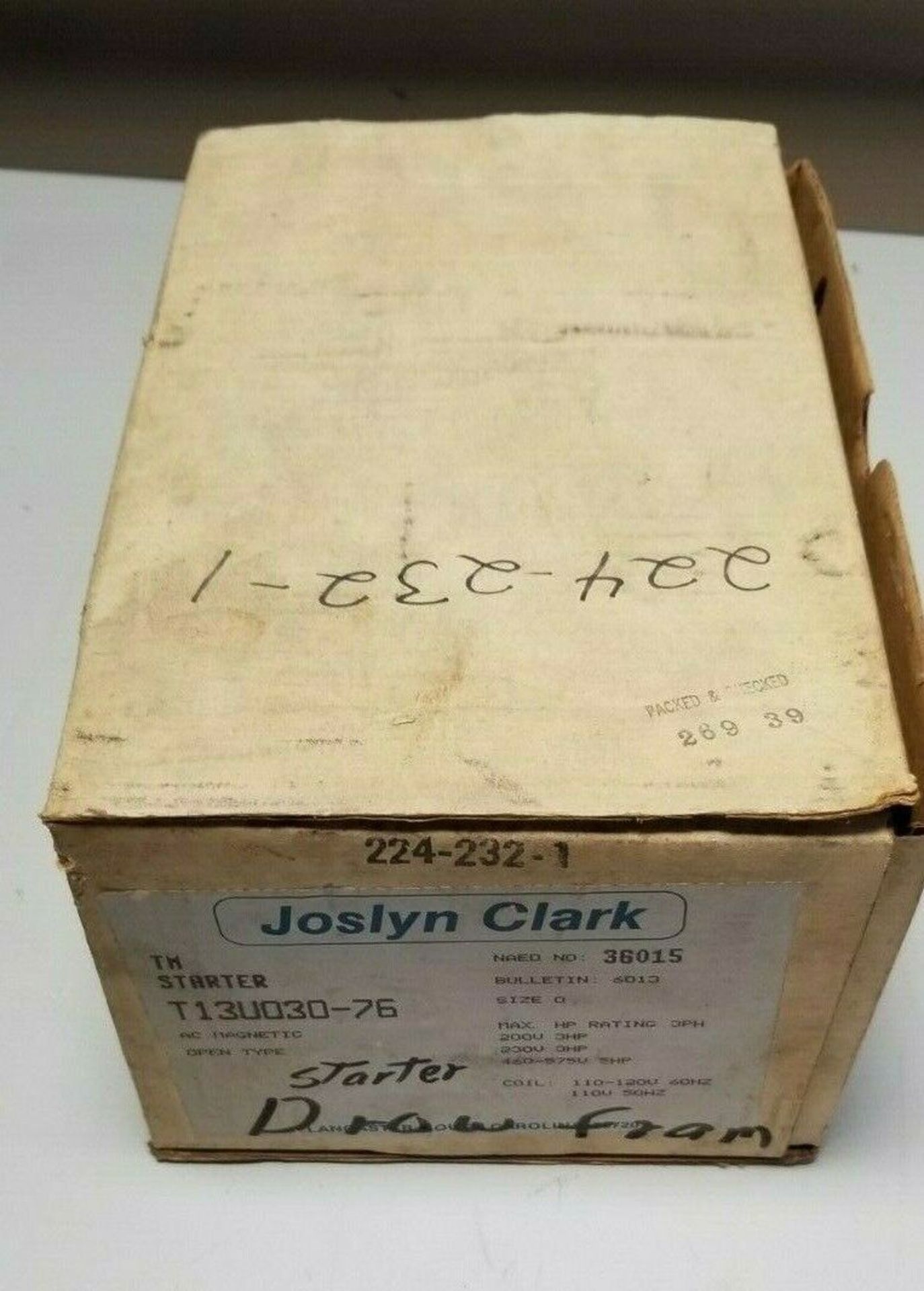 New Joslyn Clark AC Magnetic Open Type Starter