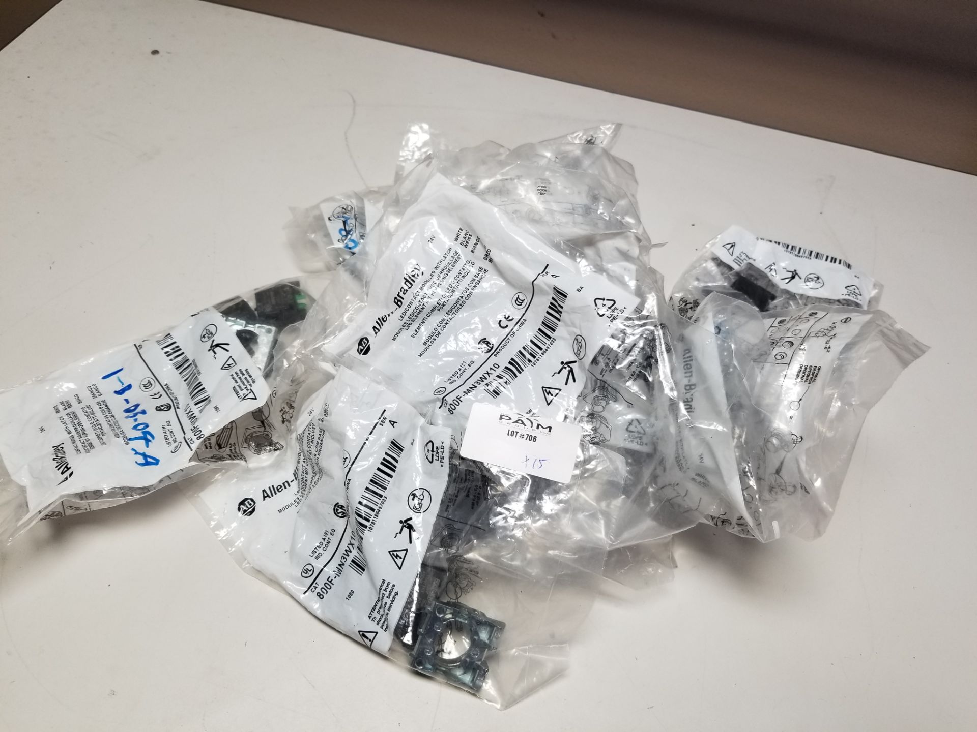 LOT OF NEW ALLEN BRADLEY LED/CONTACT MODULES WITH LATCH