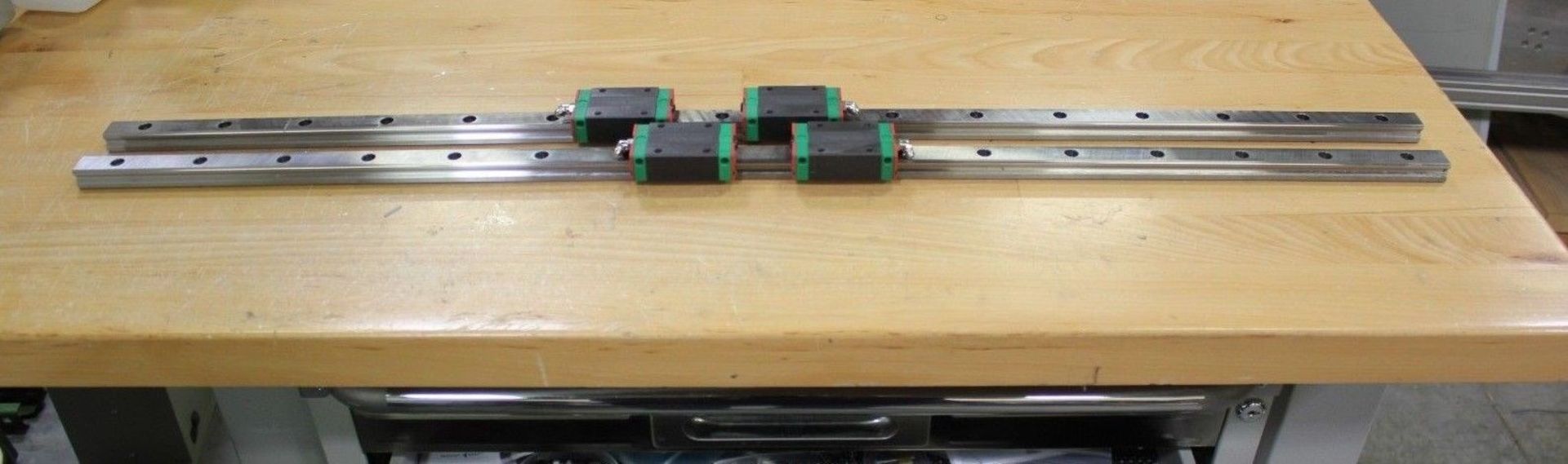 1 Pair of @965mm Hiwin Linear Rail Guides & 2 Bearing Blocks