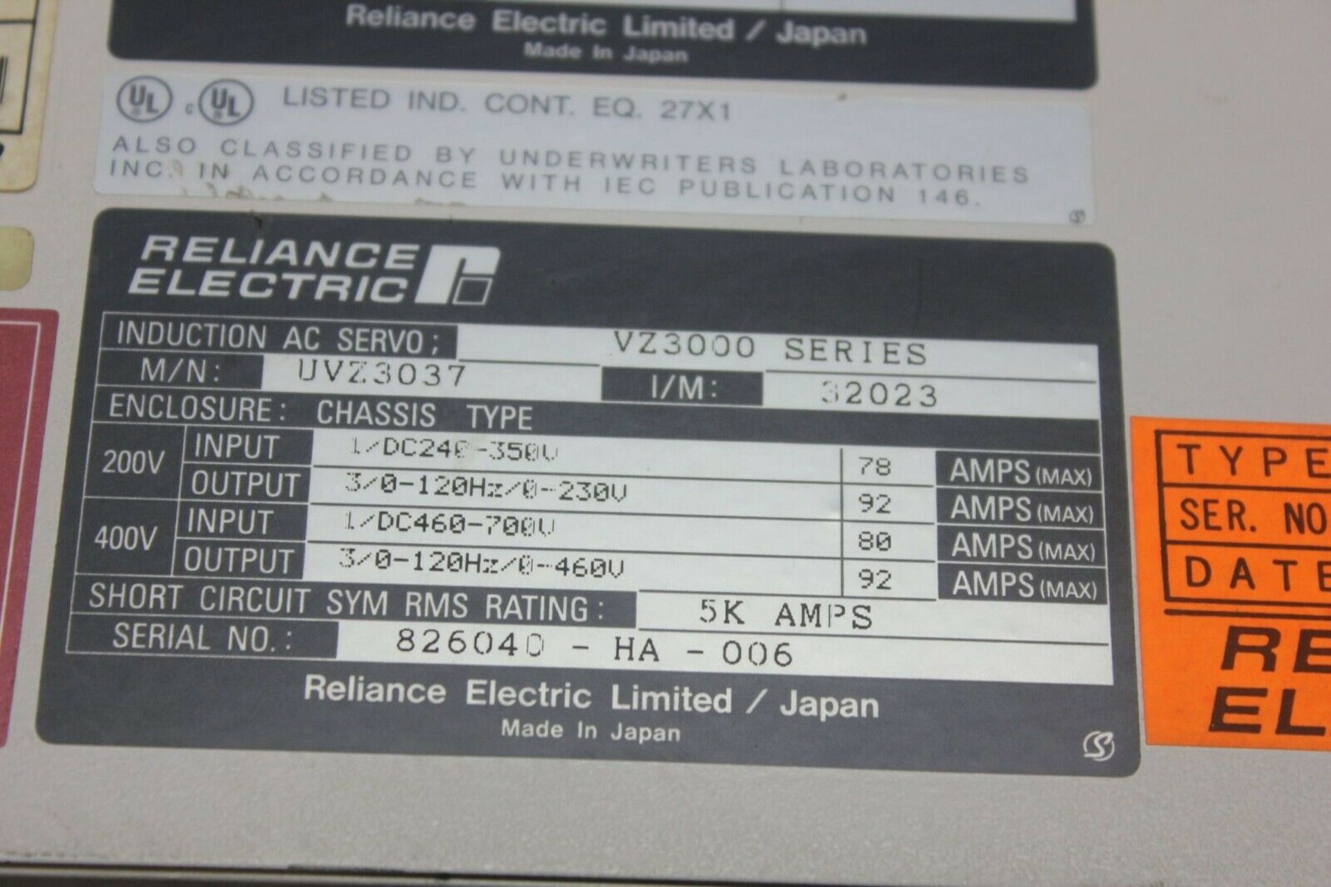 Reliance Electric VZ3000 Digital AC Servo Control - Image 8 of 9