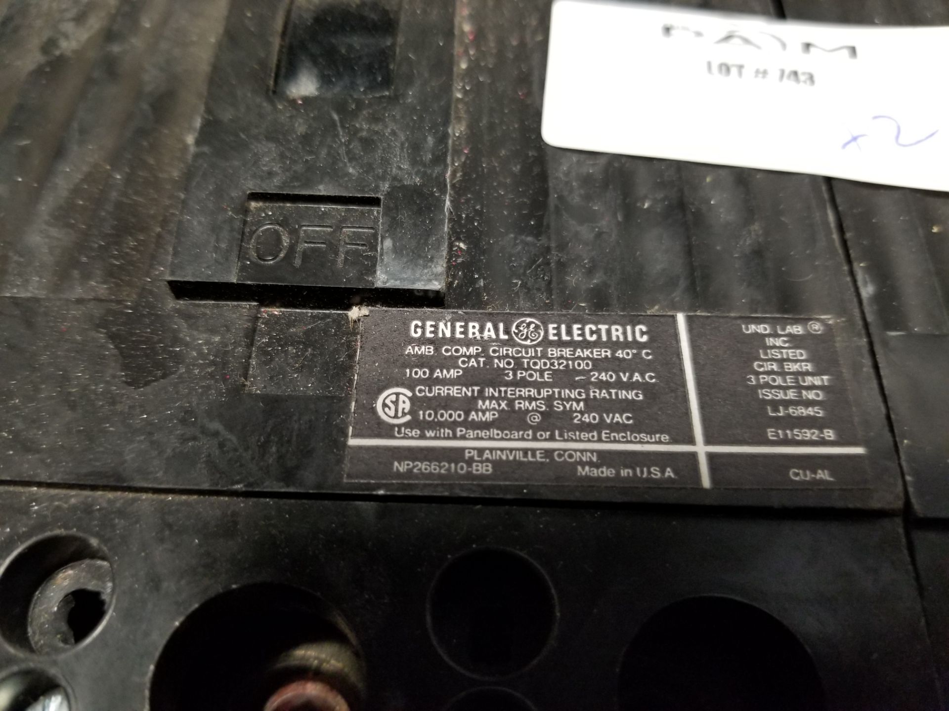 LOT OF GE 100A CIRCUIT BREAKERS - Image 2 of 5