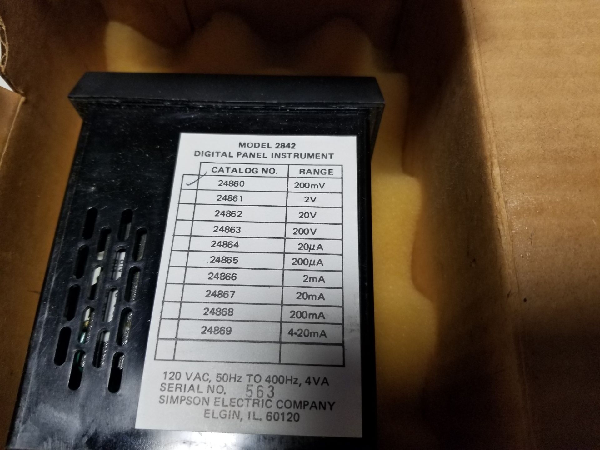 NEW SIMPSON DC MILLIVOLT DIGITAL PANEL METER - Image 5 of 5