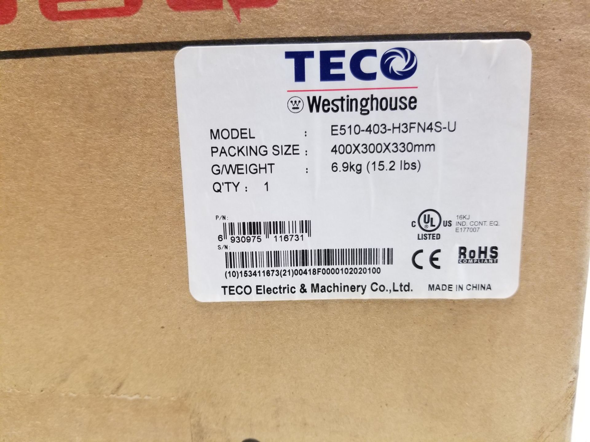 New Teco Westinghouse E510 Frequency Inverter 3hp AC Drive - Image 2 of 4