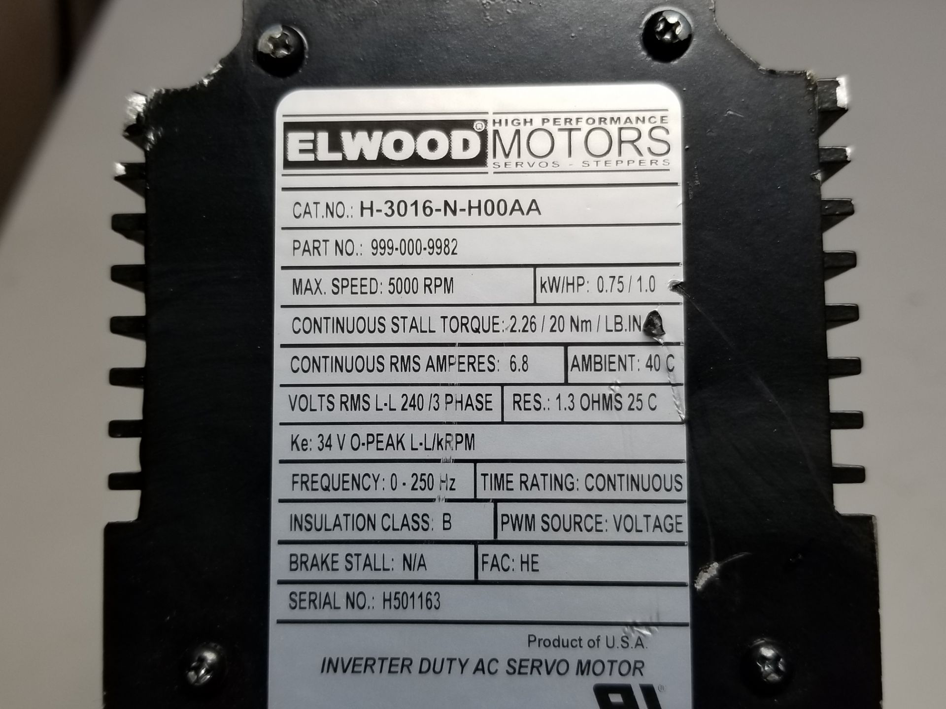 ELWOOD AC SERVO MOTOR - Image 4 of 6