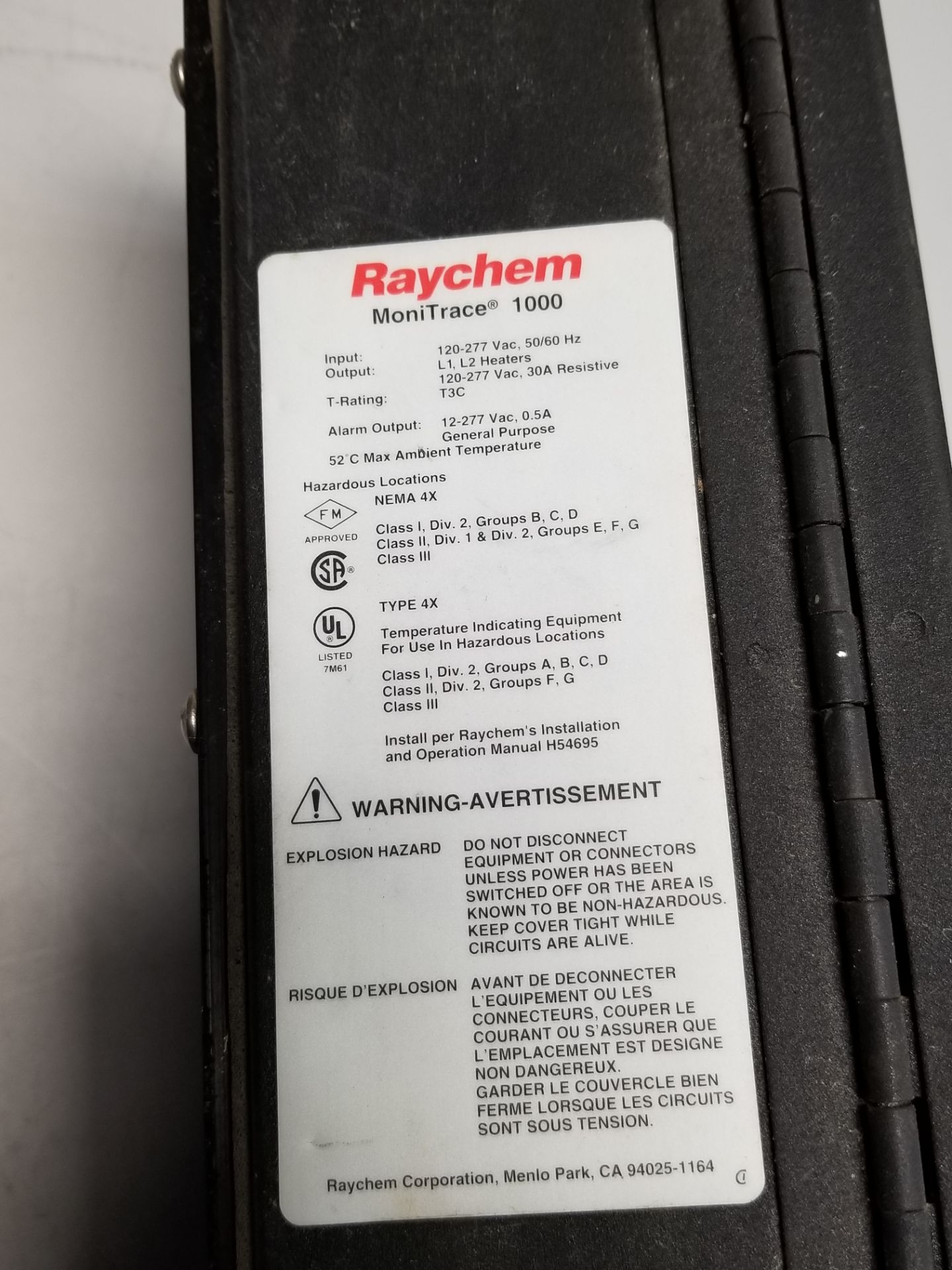 Raychem Monitrace 1000 Heat Tracing Controller Operator Interface - Image 4 of 4