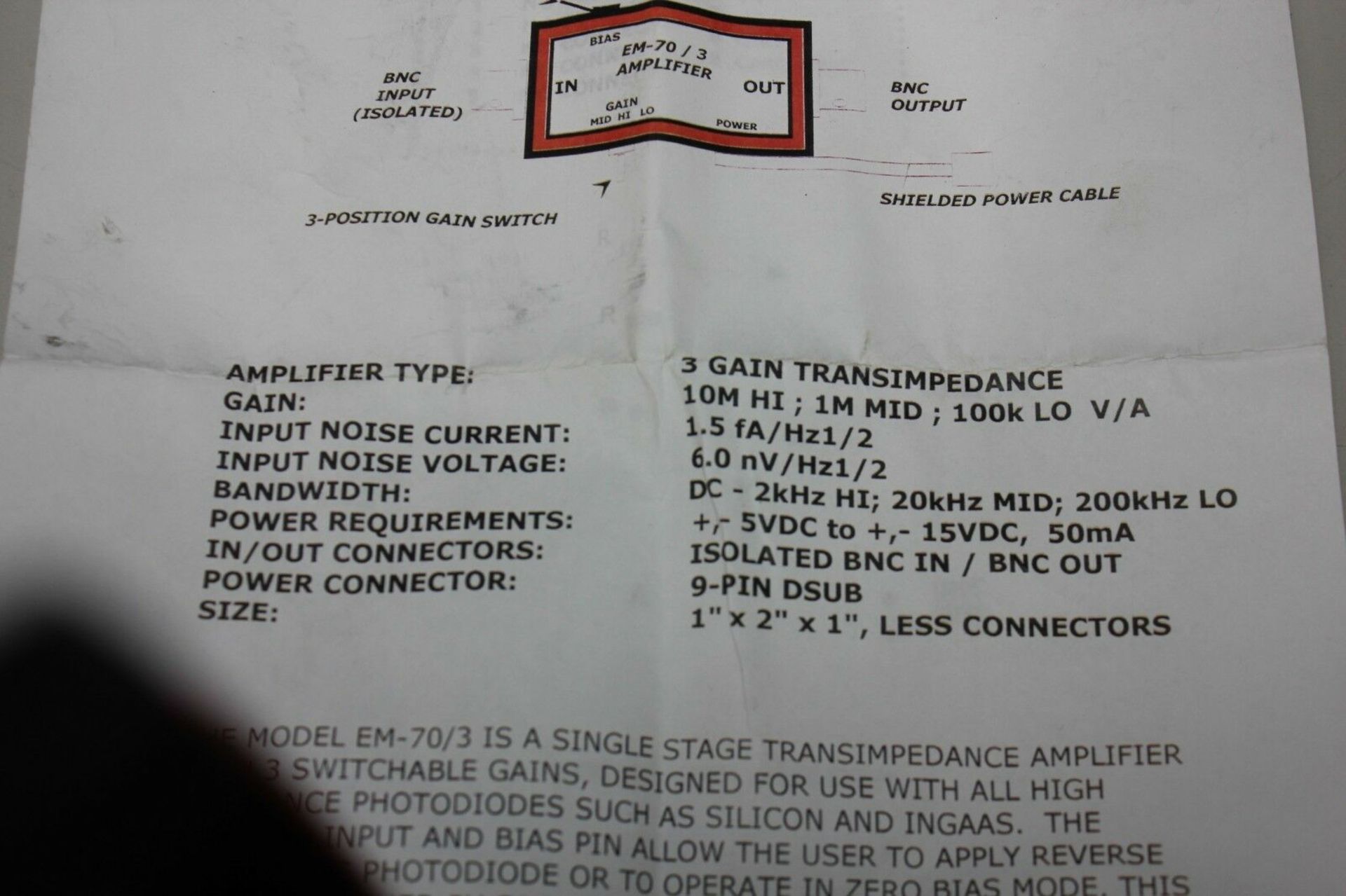 New Edmund Optics Single Stage 3 Gain Transimpedance RF Amplifier - Image 4 of 5