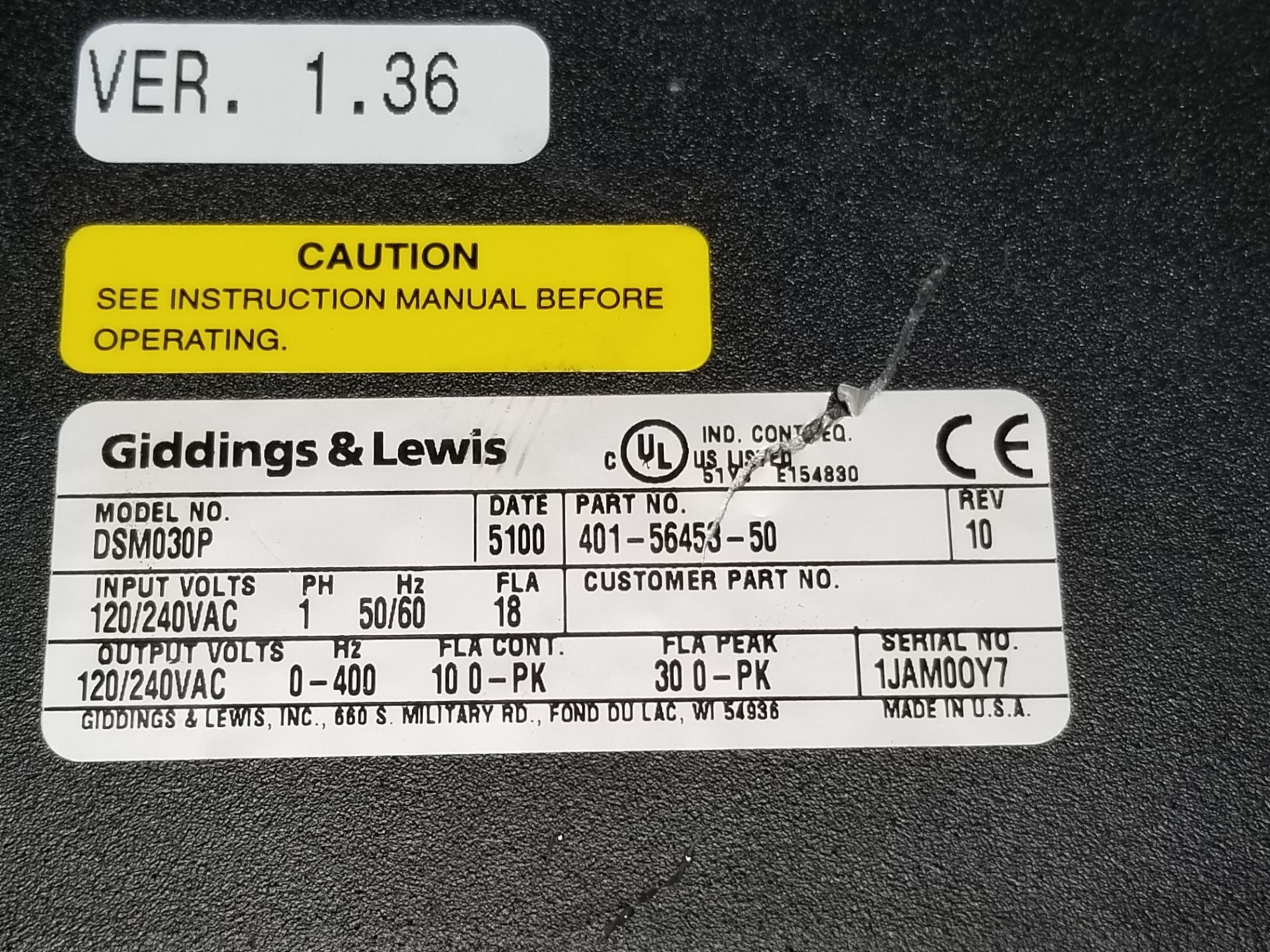 Giddings & Lewis Centurion Micro DSM Servo Drive - Image 4 of 4