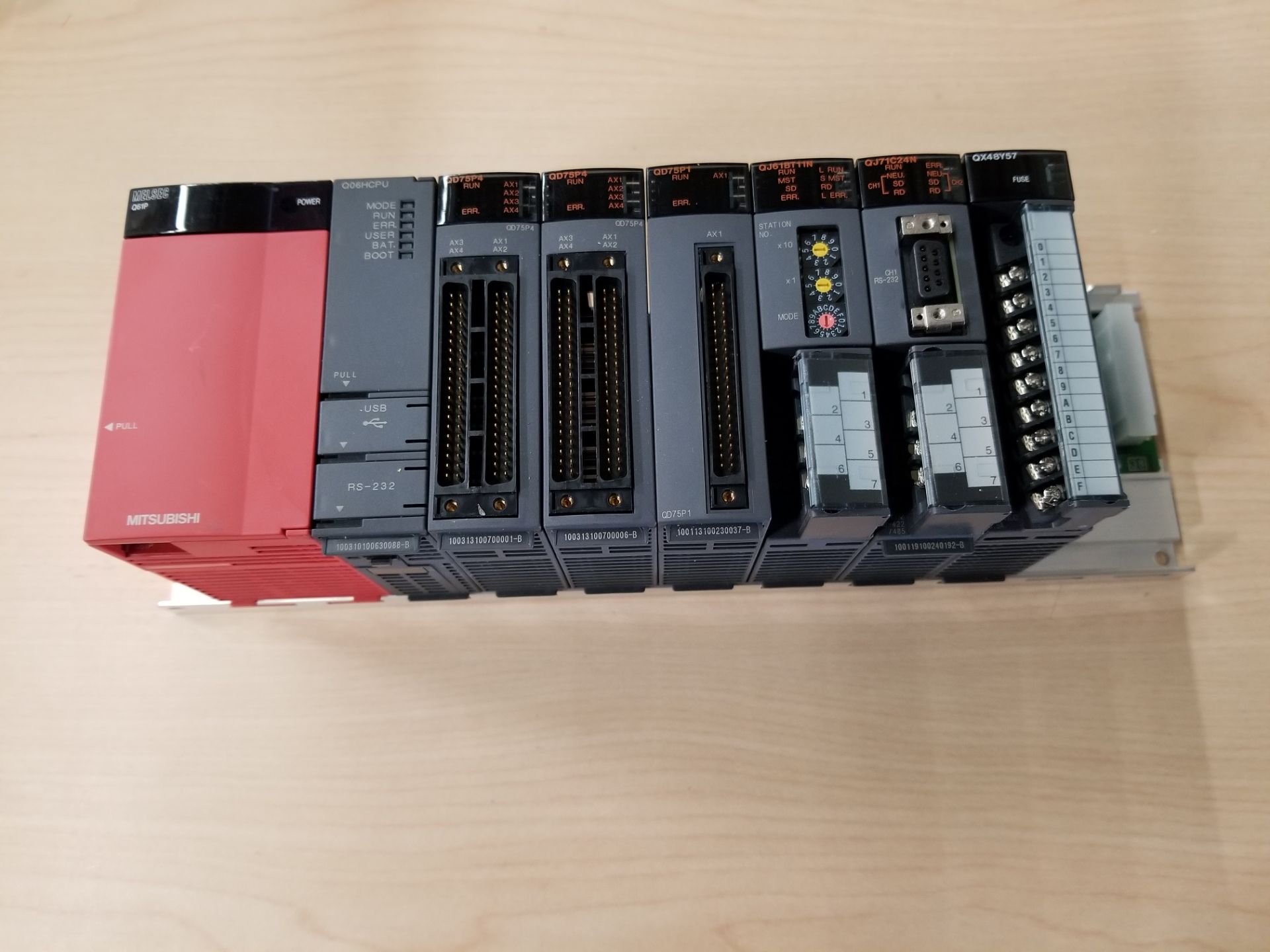 MITSUBISHI PLC RACK WITH MODULES - CPU,PS,I/O