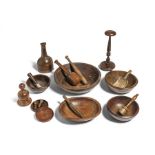 A group of treen objects, mostly 19th century