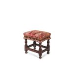 A small Charles II oak stool, circa 1670