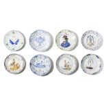 A collection of eight polychrome Delft plates, late 18th century