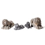 A pair of stone lions, 19th century