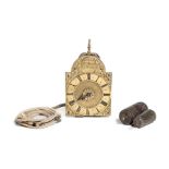 A mid 18th century miniature brass lantern alarm timepiece by Jno.Stokes