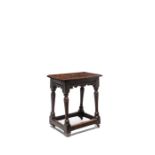 A Charles I figured oak joined stool, circa 1640