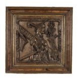 A set of three carved oak panels, English, circa 1550