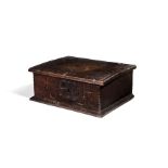 A William III oak box, initialled and dated IH 1698