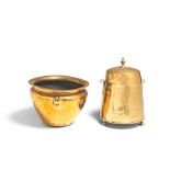 A Dutch brass lidded peat bucket, late 18th century