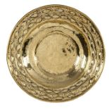 A large brass alms dish, Dutch or German, early 17th century