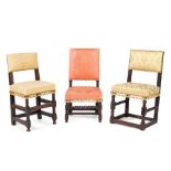 Three William and Mary upholstered oak chairs, circa 1690