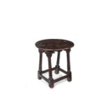 A Charles I figured oak joined stool table, circa 1640