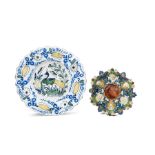 A Delft polychrome fluted dish, 18th century